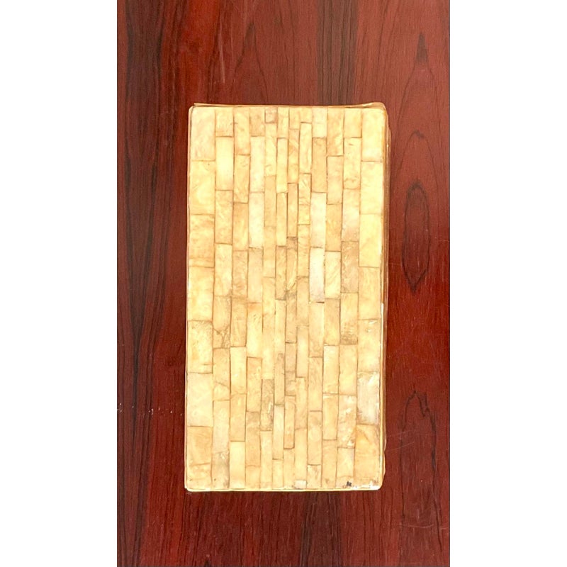 Vintage Boho Tessellated Capiz Shell Trinket Box - Top view