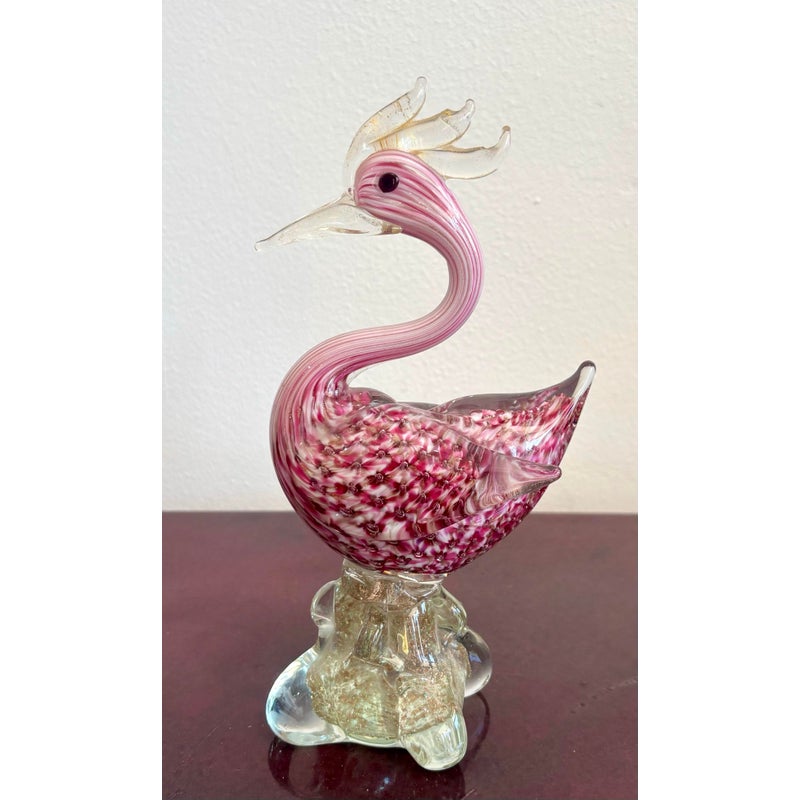 Vintage Boho Glass Bird Sculpture After Murano - Detail view