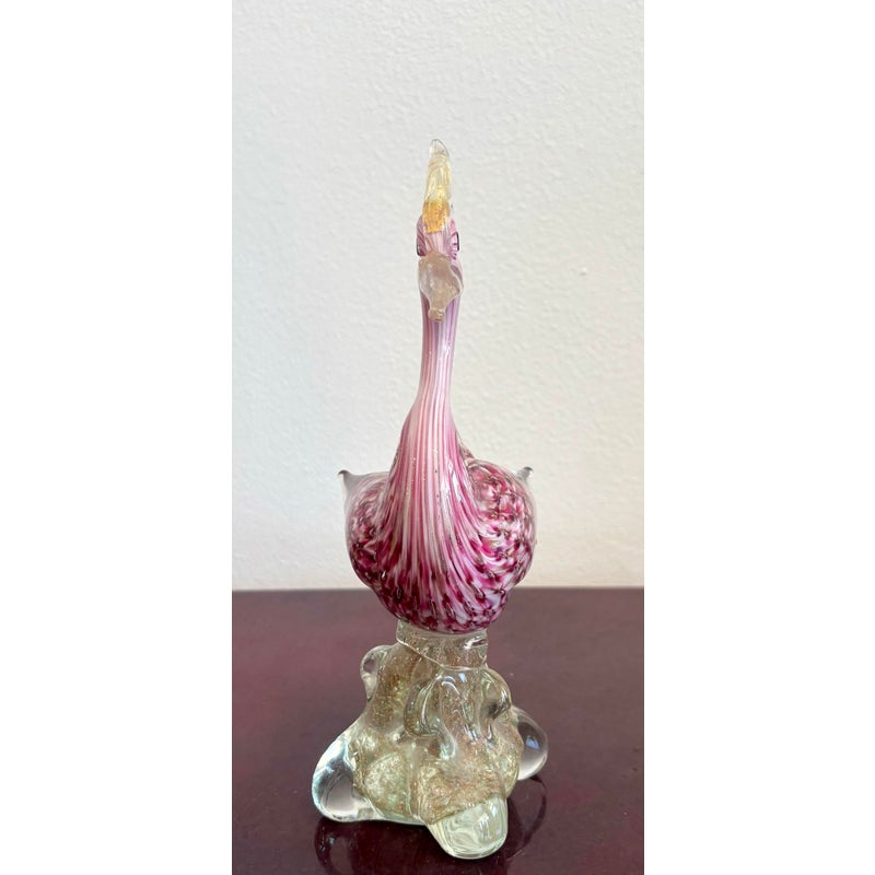 Vintage Boho Glass Bird Sculpture After Murano - Side view