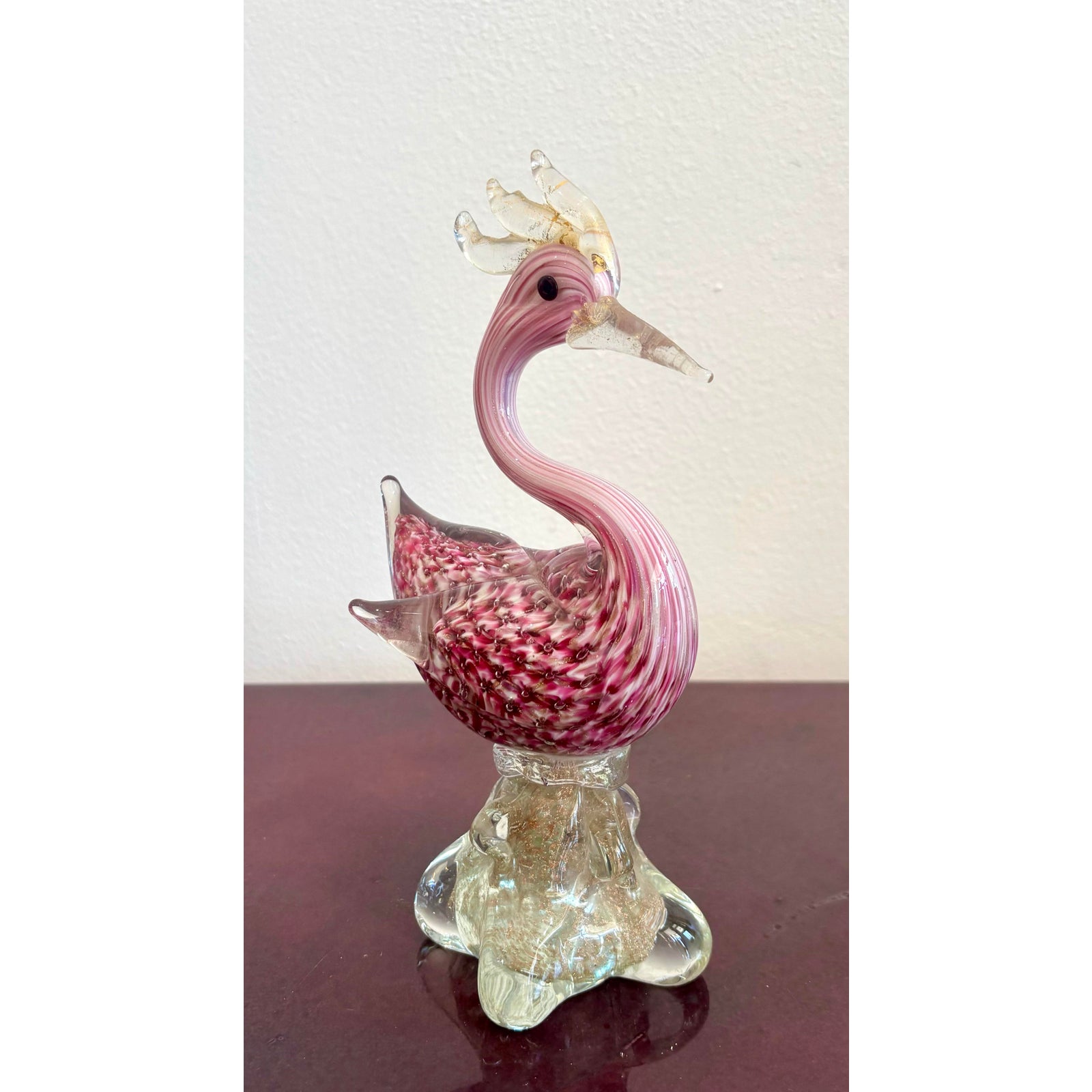 Vintage Boho Glass Bird Sculpture After Murano - Back view
