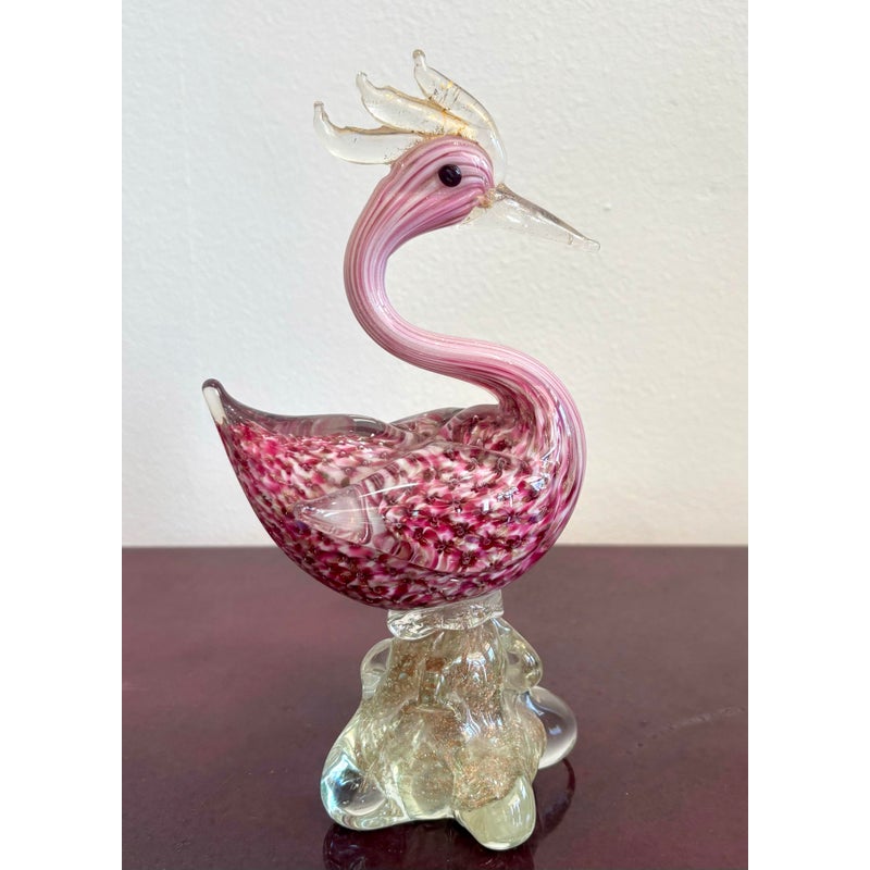 Vintage Boho Glass Bird Sculpture After Murano - Top view