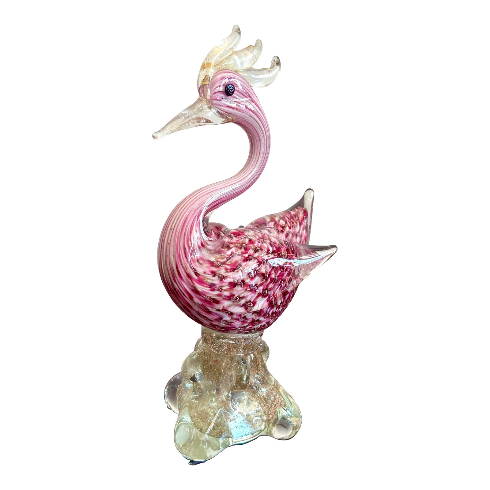 Vintage Boho Glass Bird Sculpture After Murano