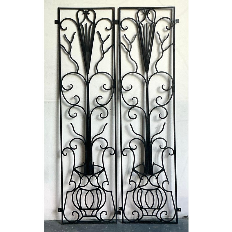 Vintage Deco Wrought Iron Panels - A Pair - Detail view