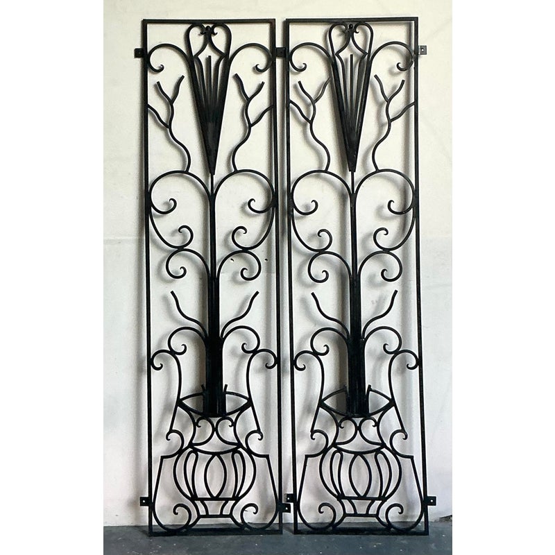 Vintage Deco Wrought Iron Panels - A Pair - Back view