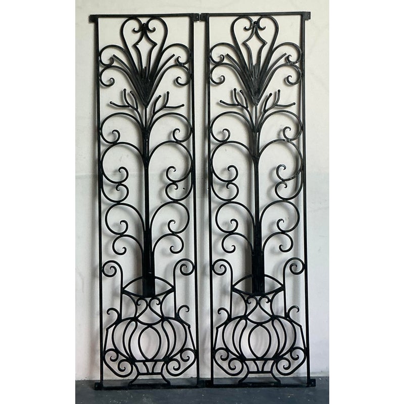 Vintage Deco Wrought Iron Panels - a Pair - Detail view