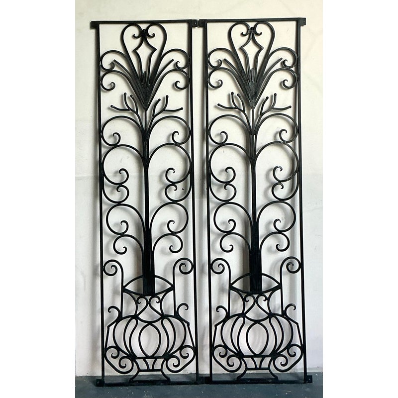 Vintage Deco Wrought Iron Panels - a Pair - Side view