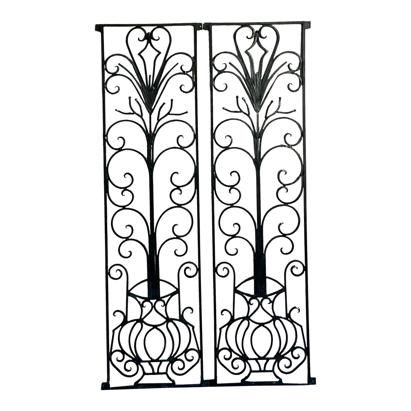 Vintage Deco Wrought Iron Panels - a Pair