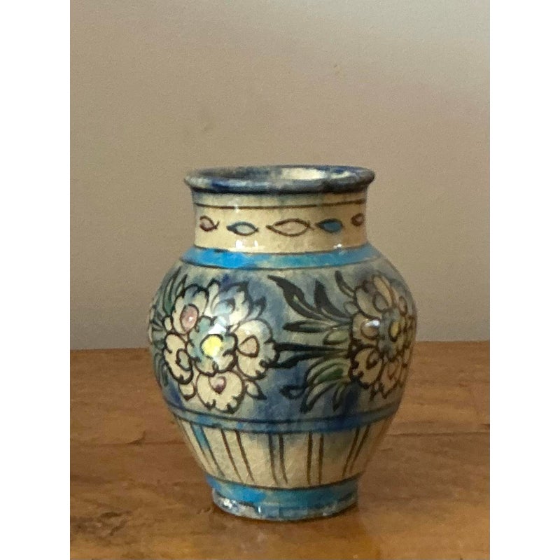 Vintage Boho Crackle Glaze Vase - Side view