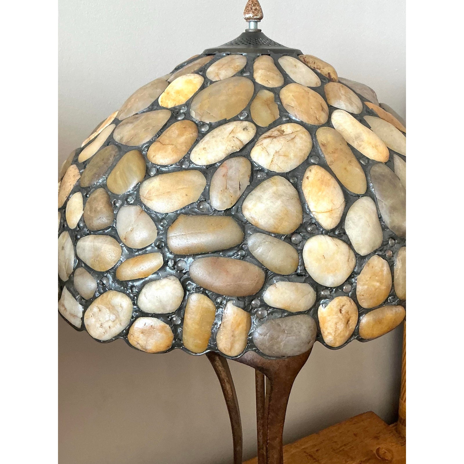 Vintage Boho Sliced Stone Lamps - A Pair - Back view