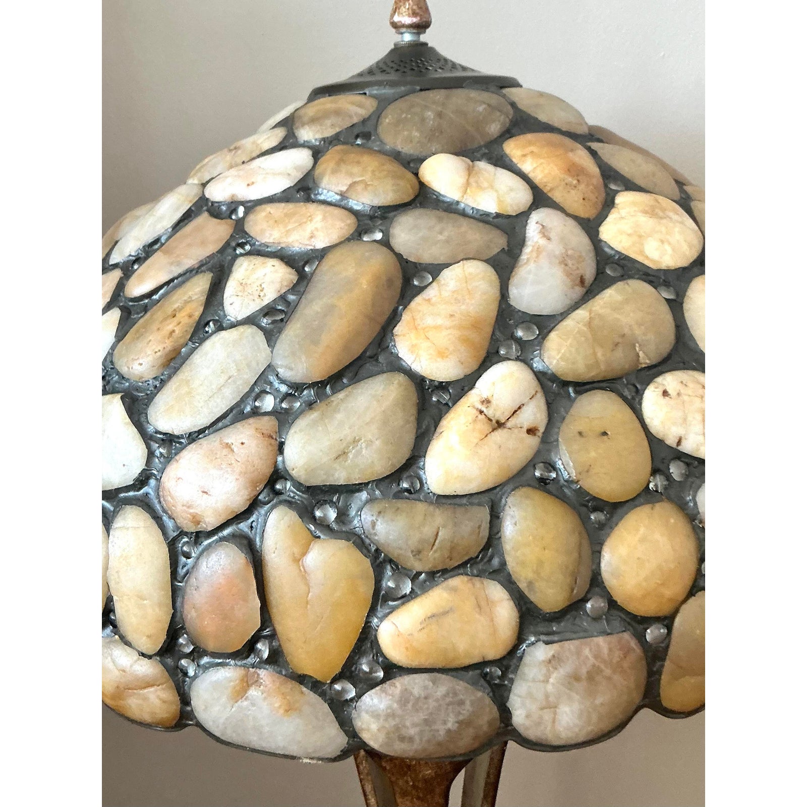 Vintage Boho Sliced Stone Lamps - A Pair - Top view