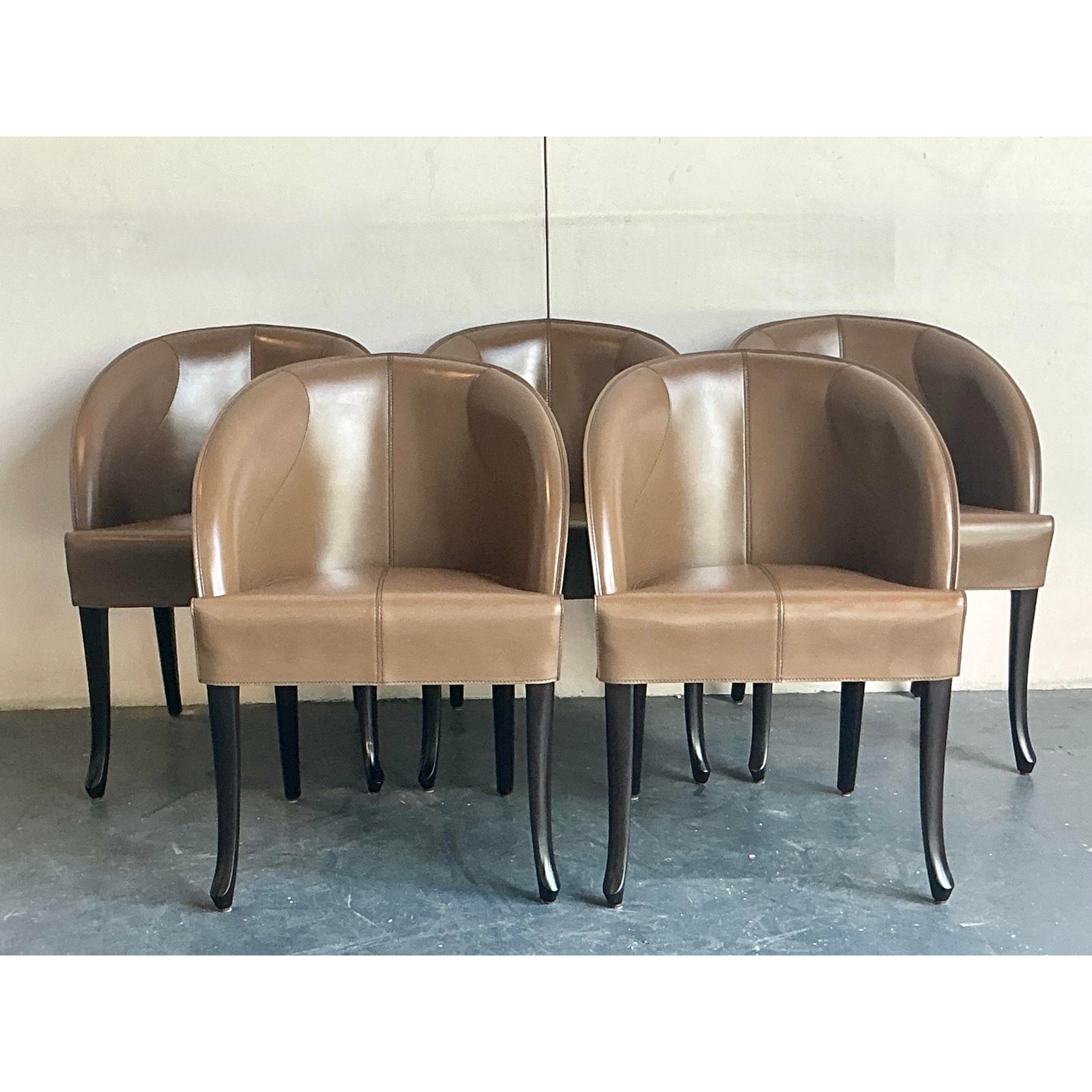 Vintage Italian Georgetti Leather Dining Chairs - Set of 5 - Top view