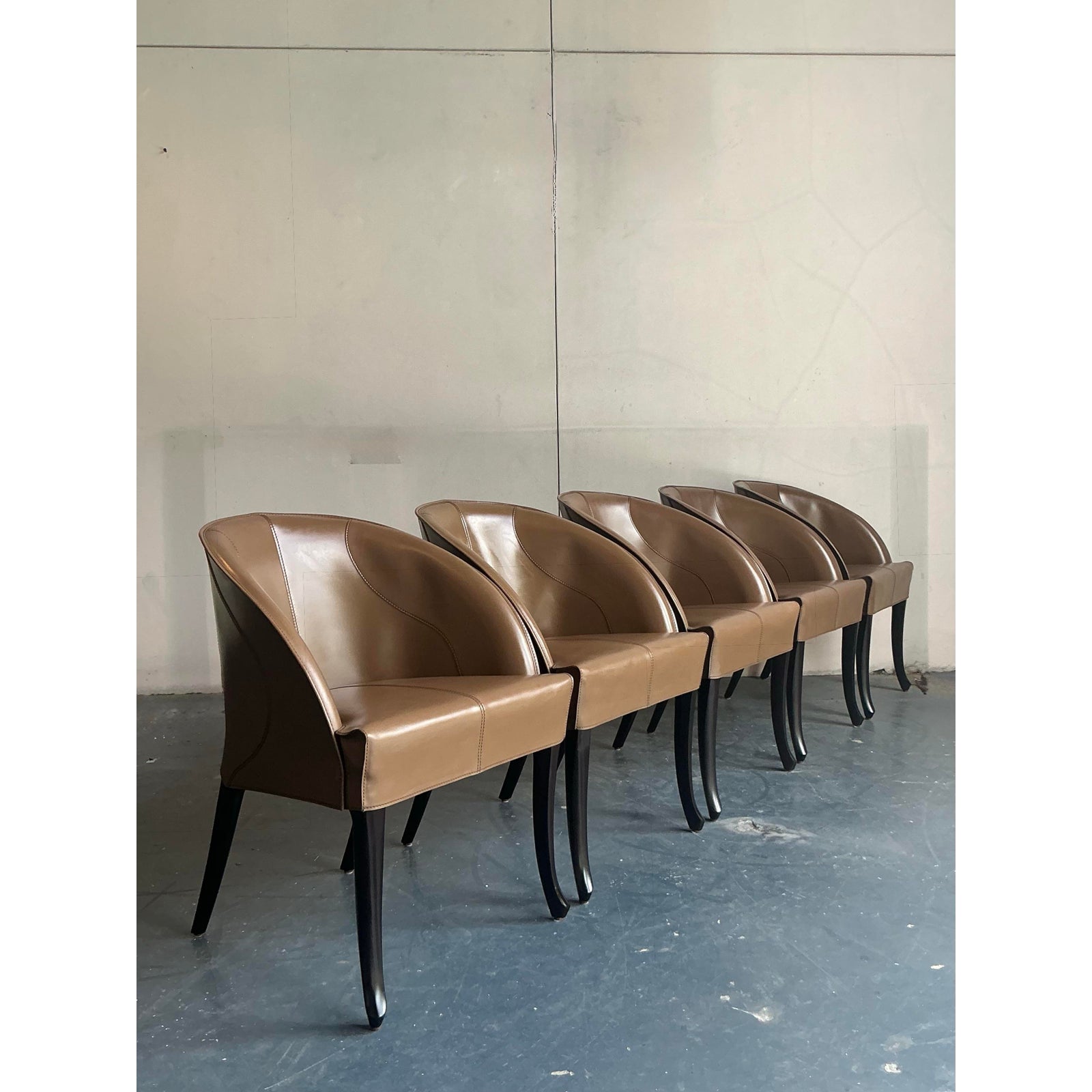 Vintage Italian Georgetti Leather Dining Chairs - Set of 5 - Back view