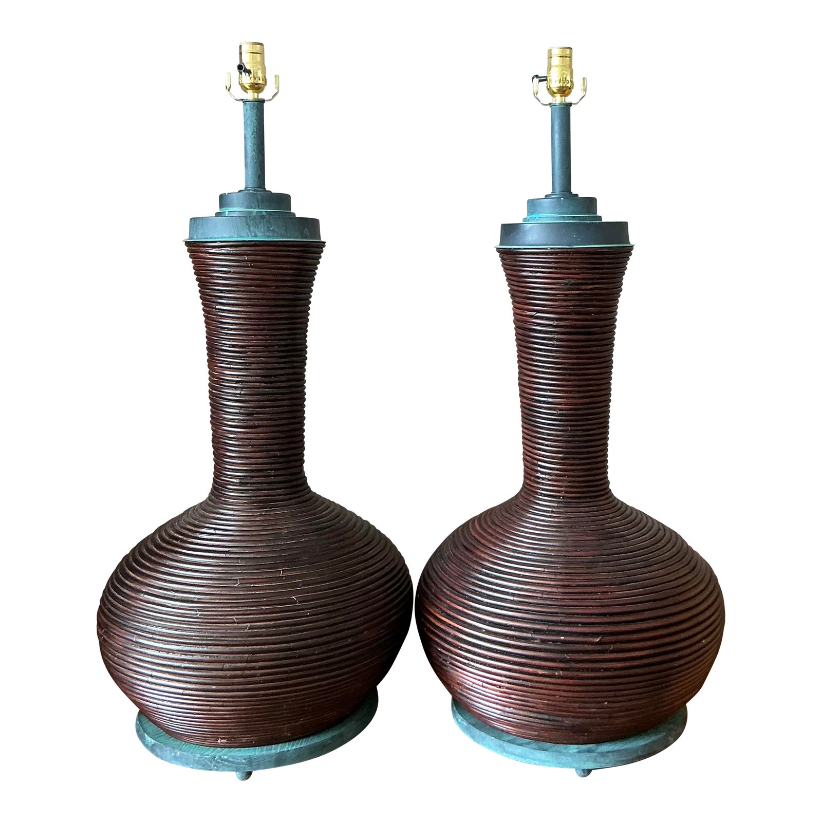 Vintage Coastal Coiled Pencil Reed - A Pair