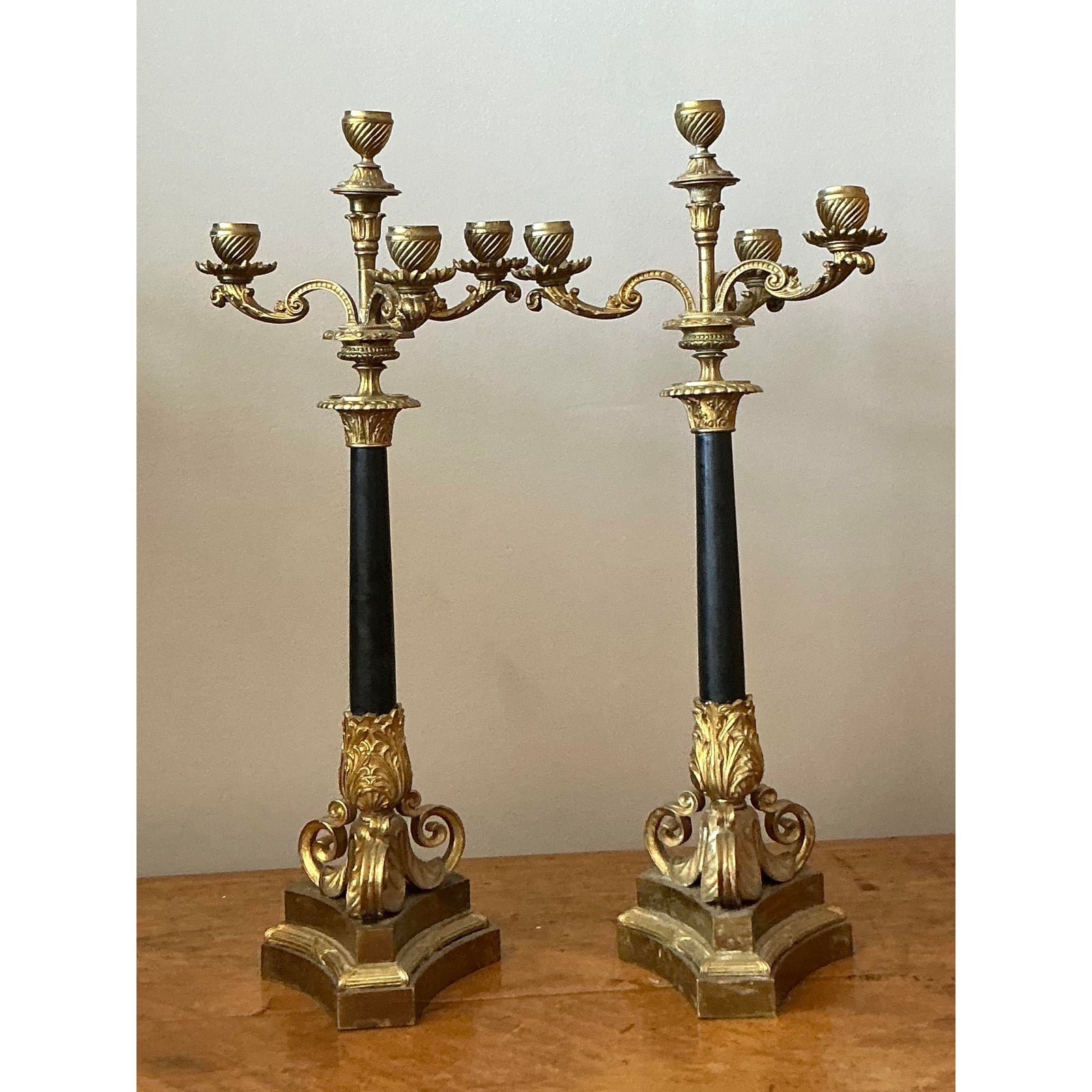 Vintage Regency Gilt Candelabras - Set of 2 - Side view