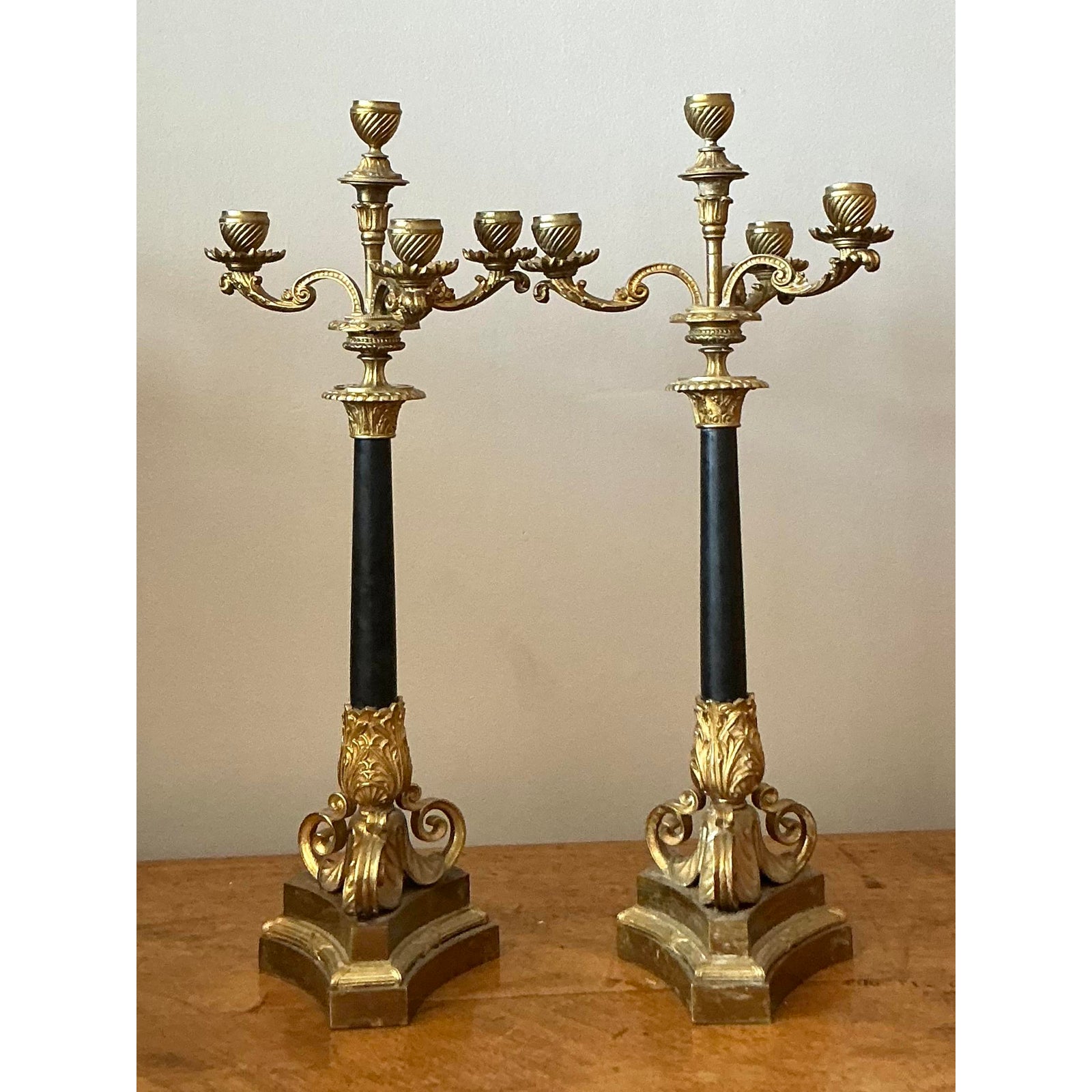 Vintage Regency Gilt Candelabras - Set of 2 - Top view