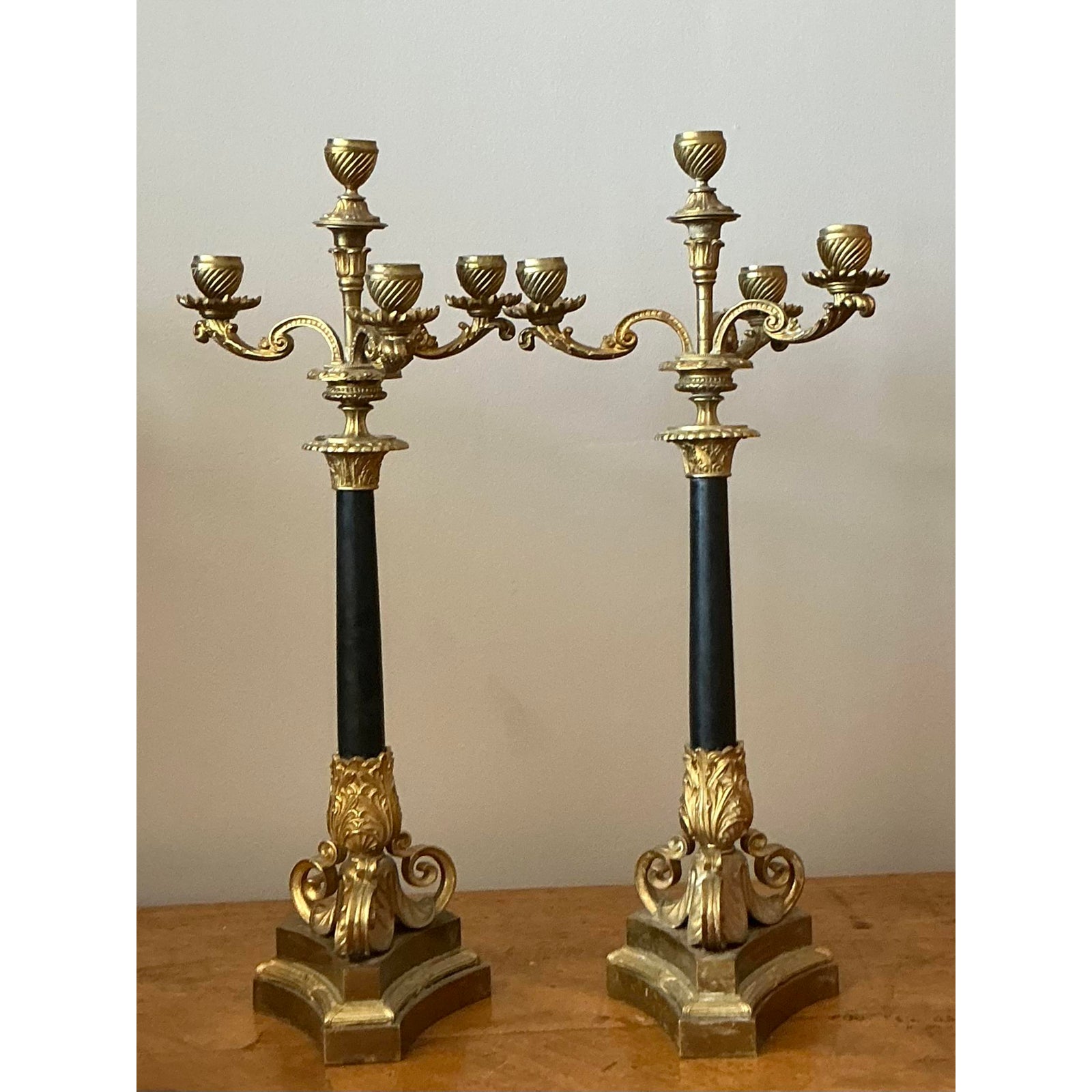 Vintage Regency Gilt Candelabras - Set of 2 - Detail view