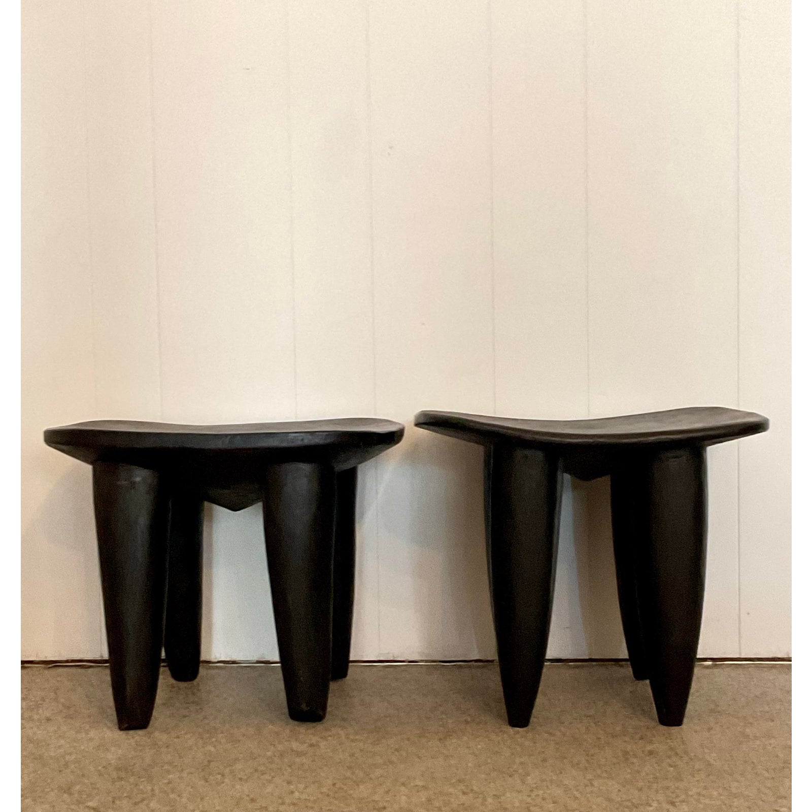 Vintage Boho Carved Senufo Stools - Set of 2 - Detail view