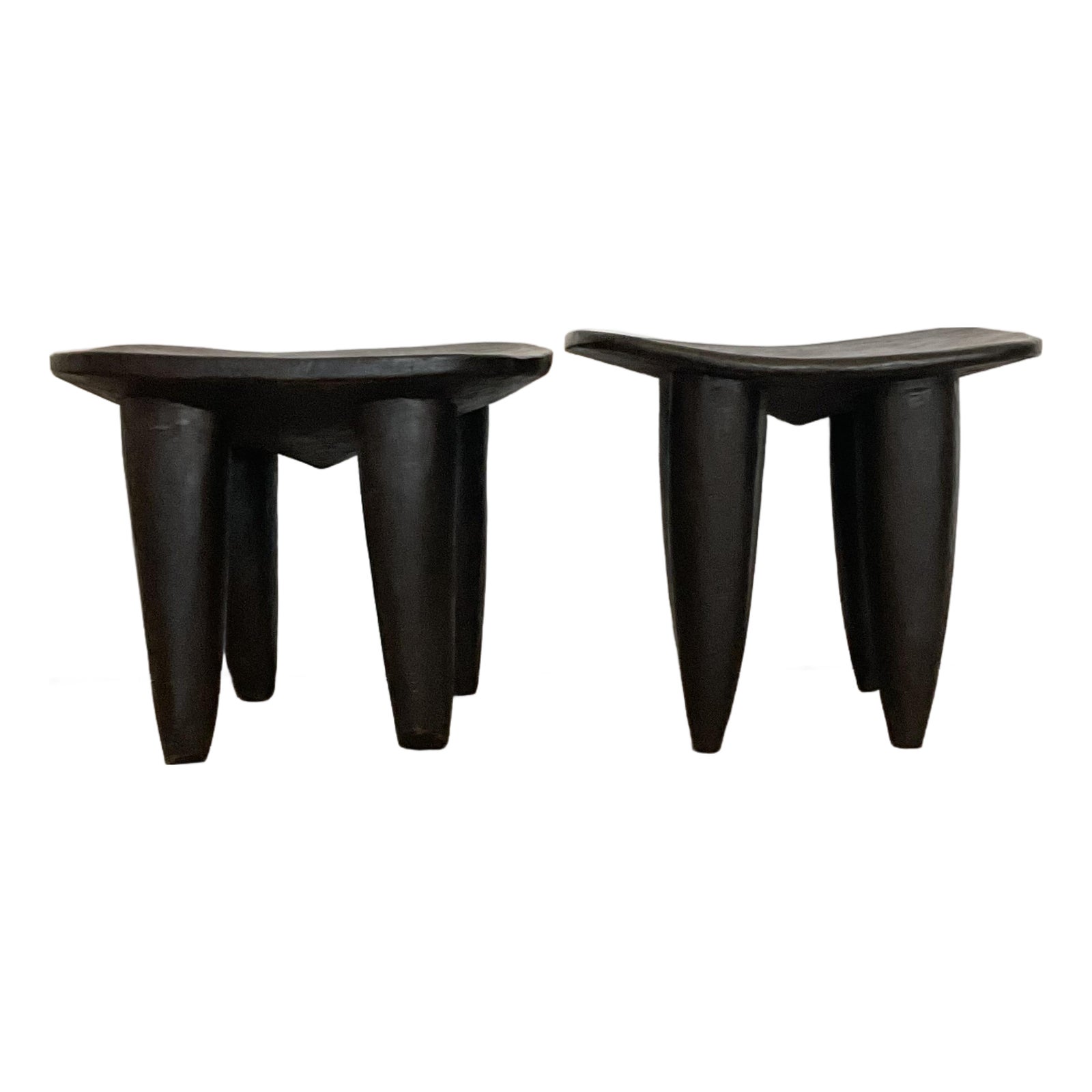 Vintage Boho Carved Senufo Stools - Set of 2