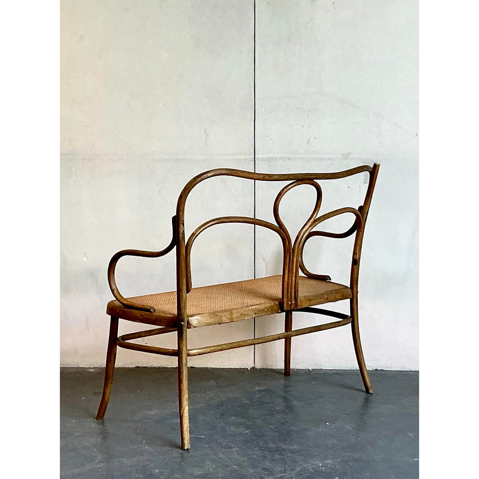 Vintage Mid-Century Modern Bent Wood Bench After Thonet - Side view
