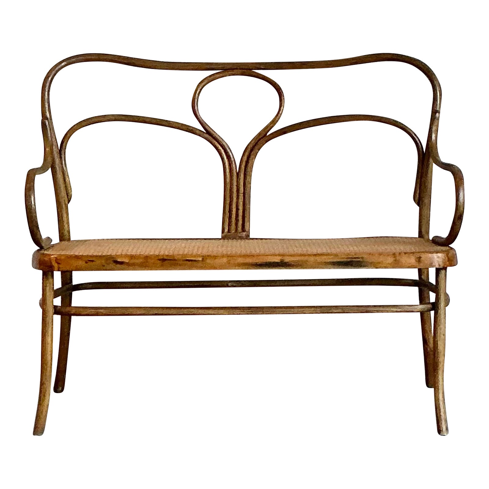 Vintage Mid-Century Modern Bent Wood Bench After Thonet