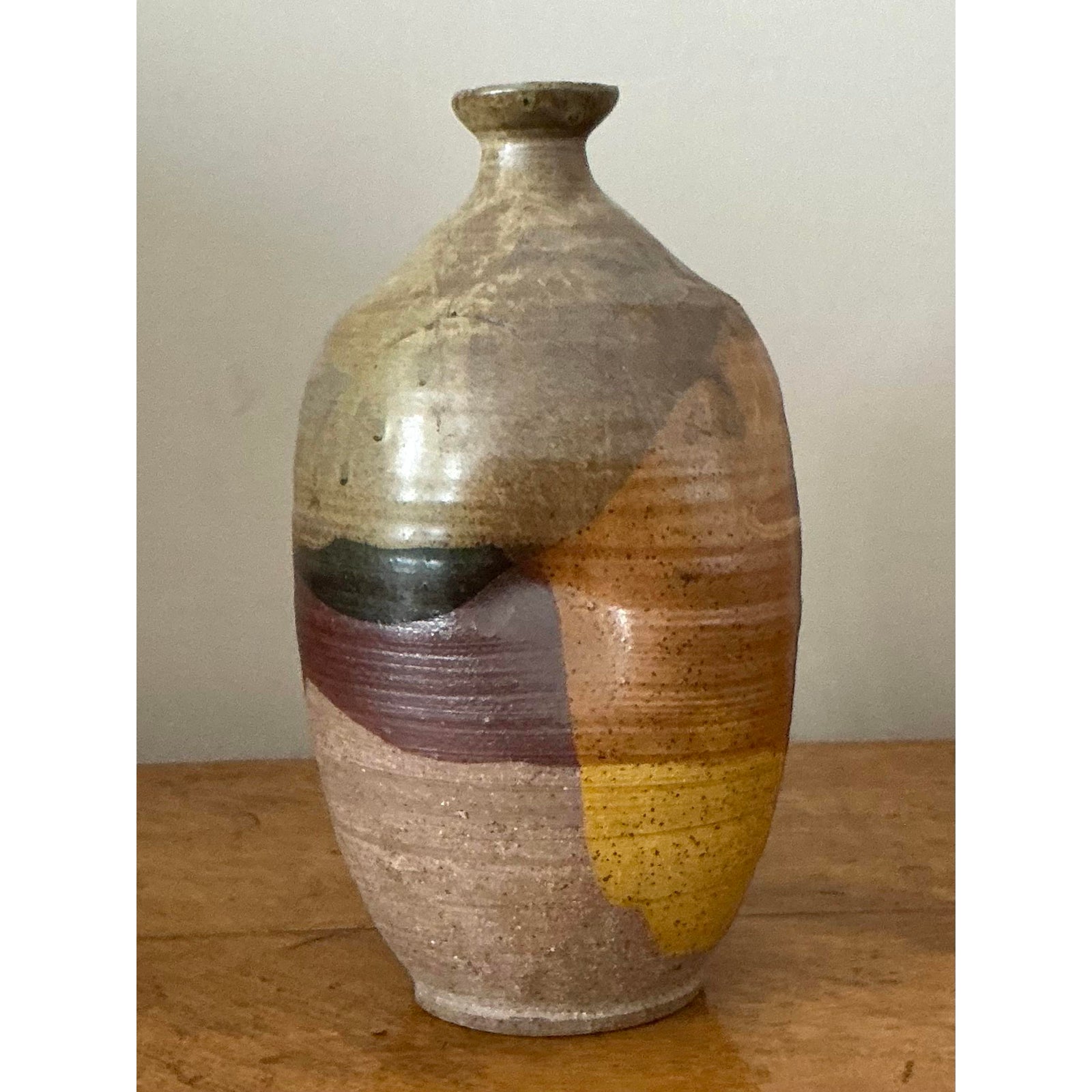 Vintage Boho Original Studio Pottery Vase - Top view