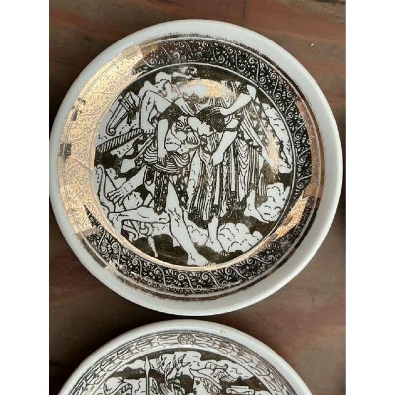 Vintage Italian Fornasetti Mythological Ceramic Coaster - Set of 8 - Detail view