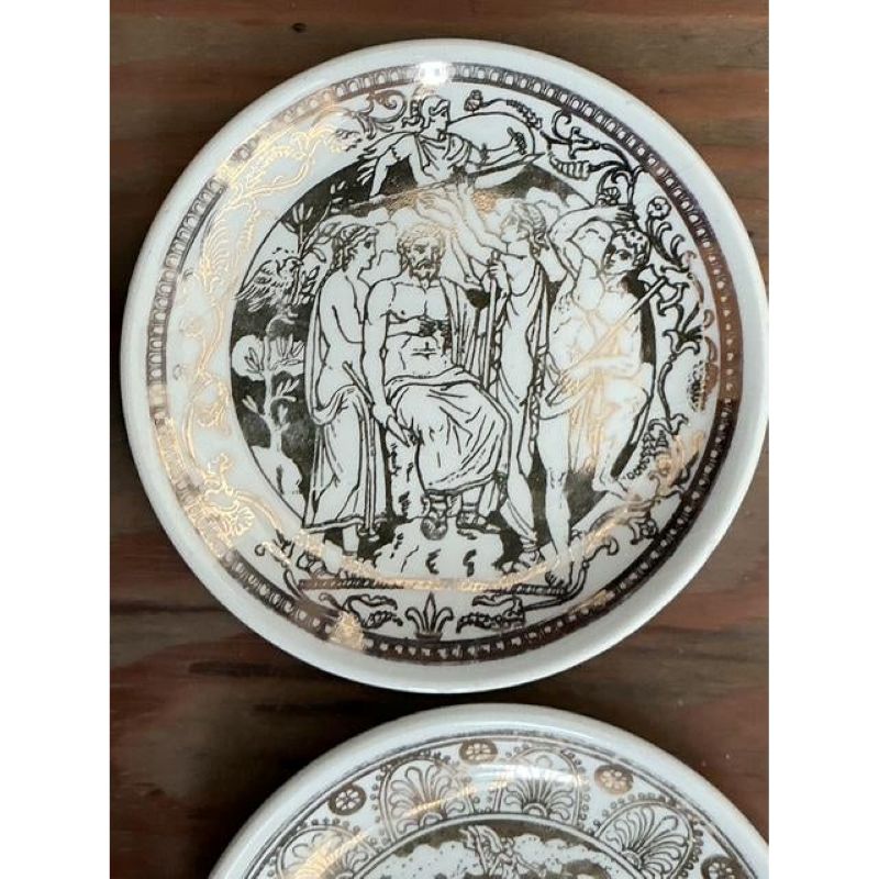Vintage Italian Fornasetti Mythological Ceramic Coaster - Set of 8 - Side view