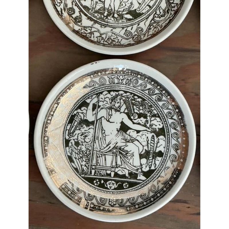 Vintage Italian Fornasetti Mythological Ceramic Coaster - Set of 8 - Back view