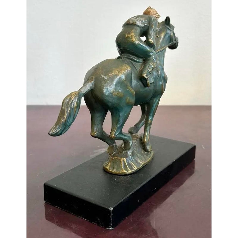 Vintage Mid 20th Century Equestrian Horse and Jockey Sculpture - Top view