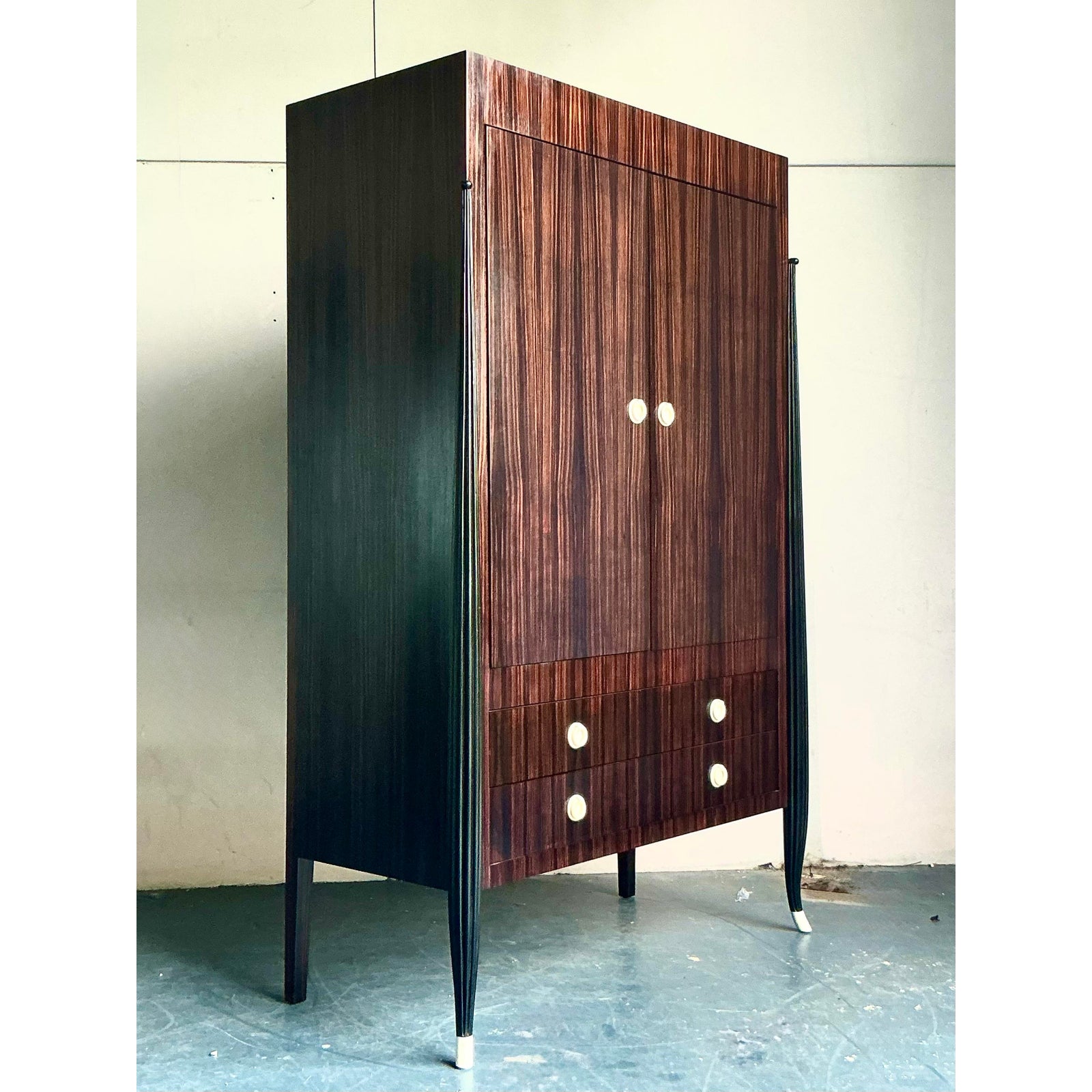 Vintage Boho Custom v. Rossi Zebra Wood Armoire - Back view