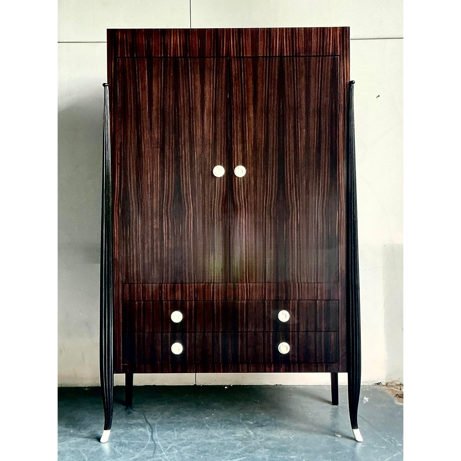 Vintage Boho Custom v. Rossi Zebra Wood Armoire - Side view