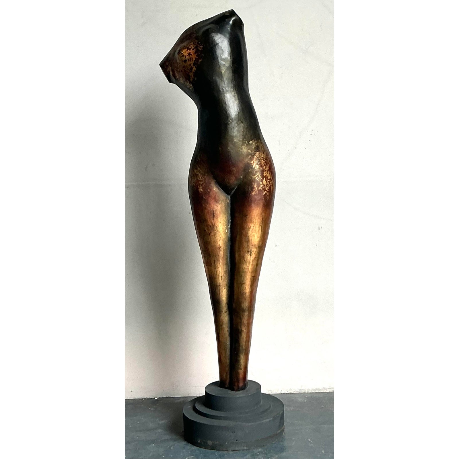 Vintage Boho Monumental Abstract Figurative Sculpture of Woman - Back view