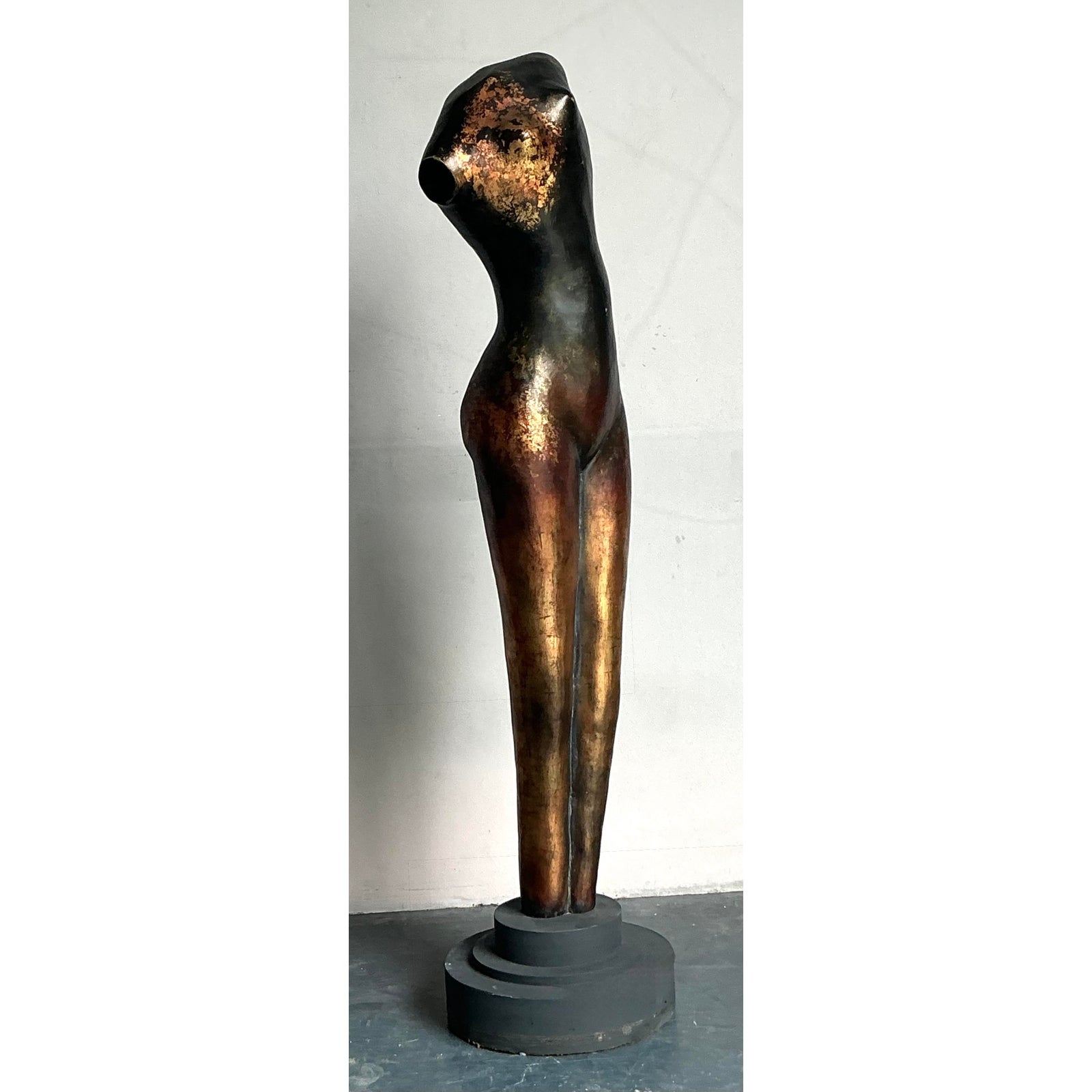 Vintage Boho Monumental Abstract Figurative Sculpture of Woman - Top view