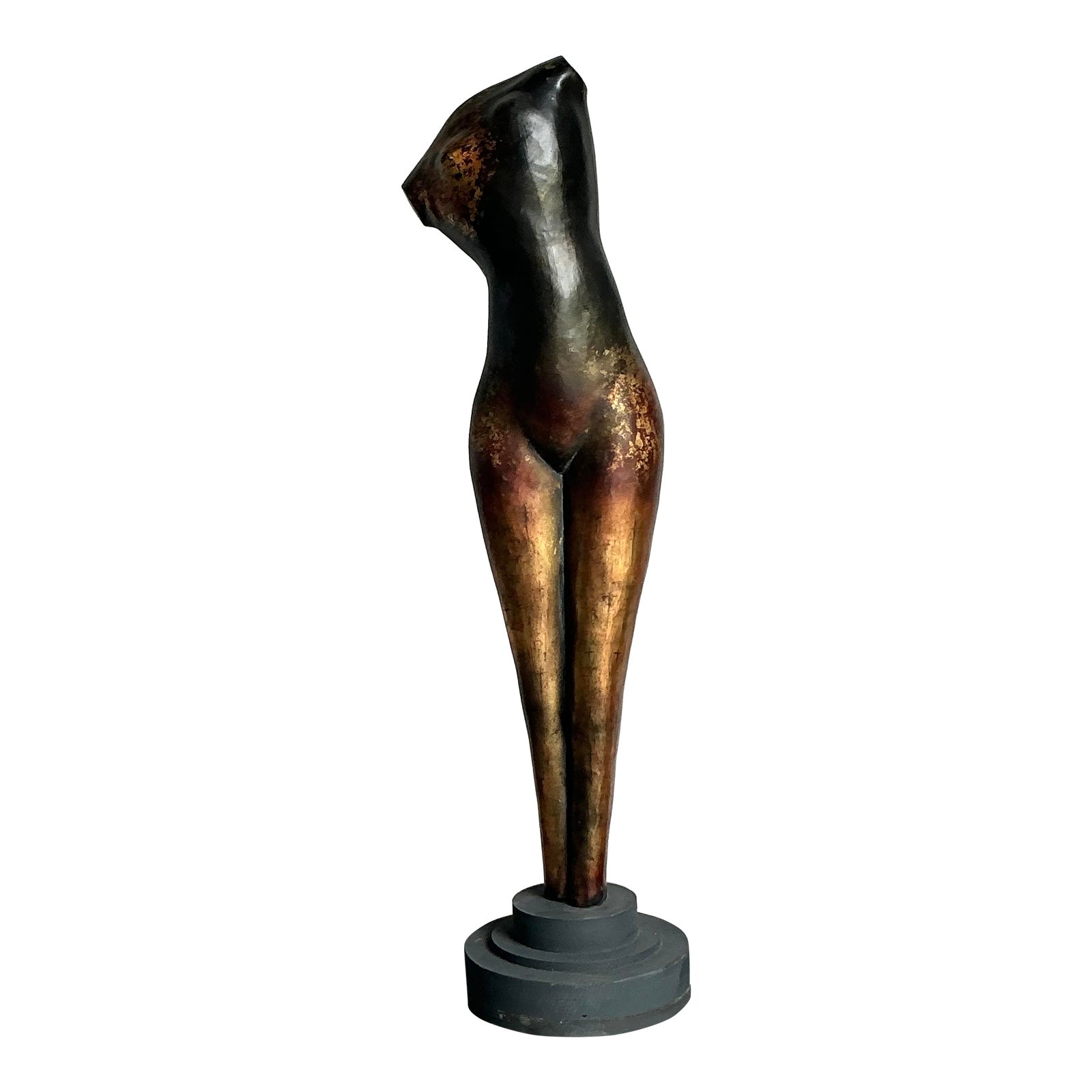 Vintage Boho Monumental Abstract Figurative Sculpture of Woman