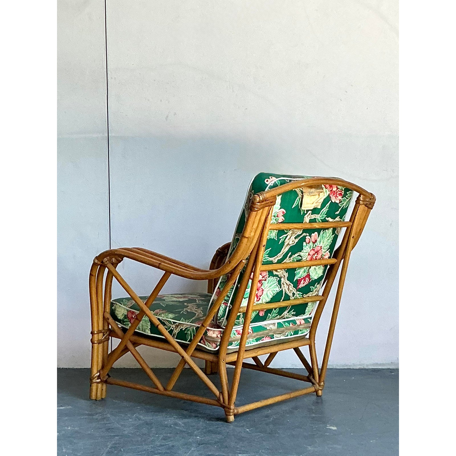 Vintage Heywood Wakefield Mid-Century Modern Bent Rattan Lounge Chair - Top view