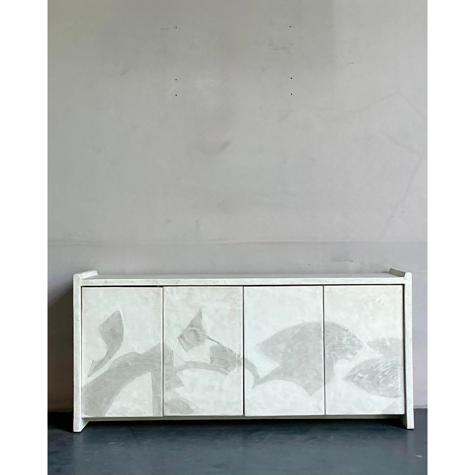 Vintage Boho 1970s French Plaster Credenza - Back view