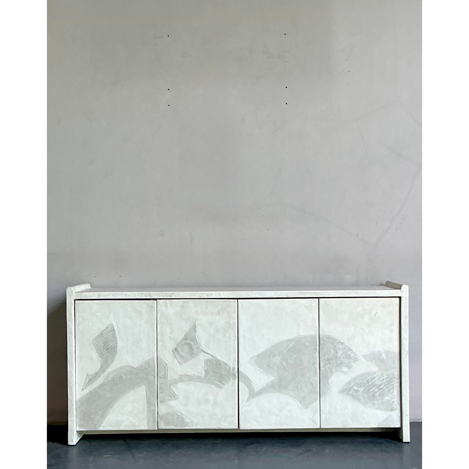 Vintage Boho 1970s French Plaster Credenza - Side view