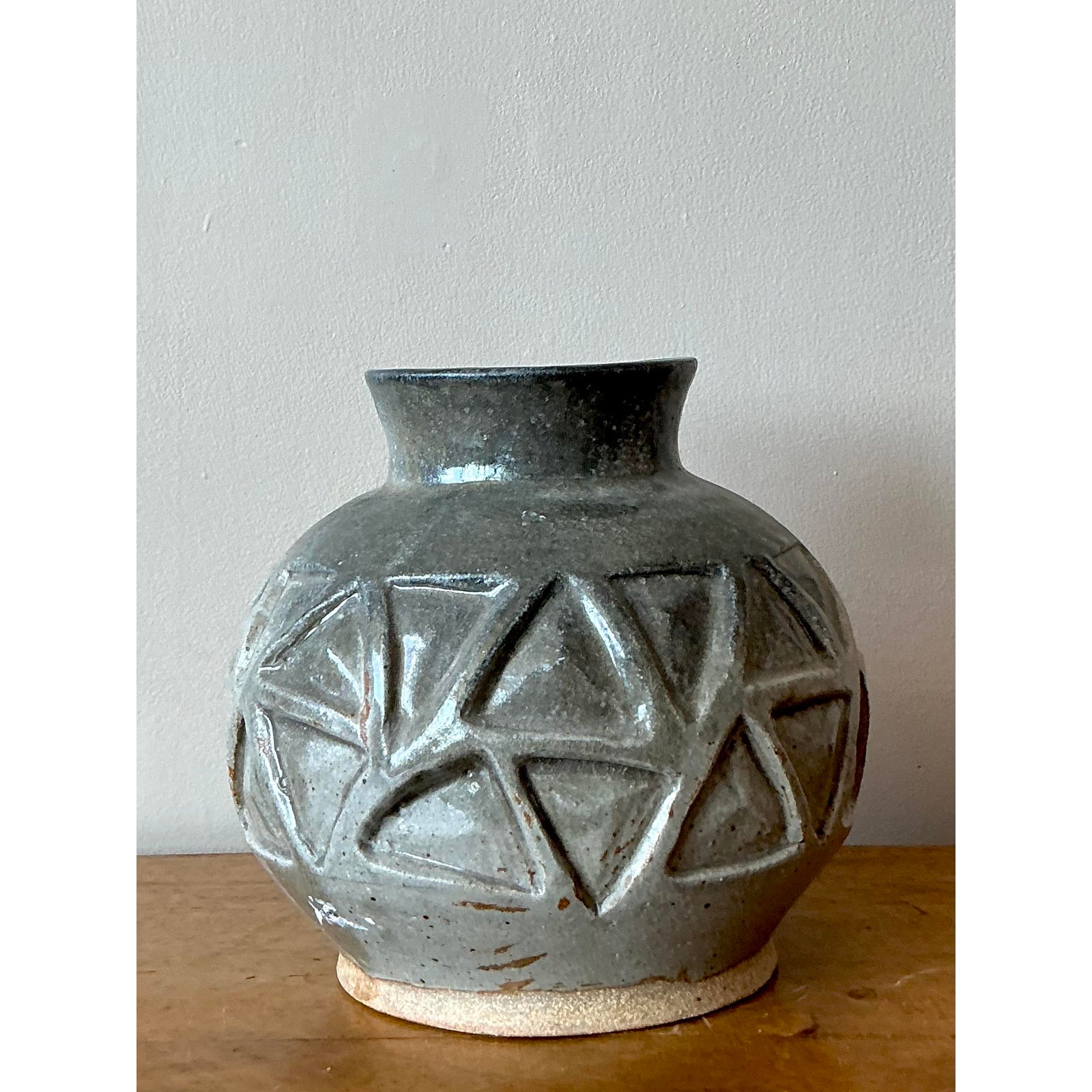 Vintage Boho Original Studio Pottery Vase - Back view