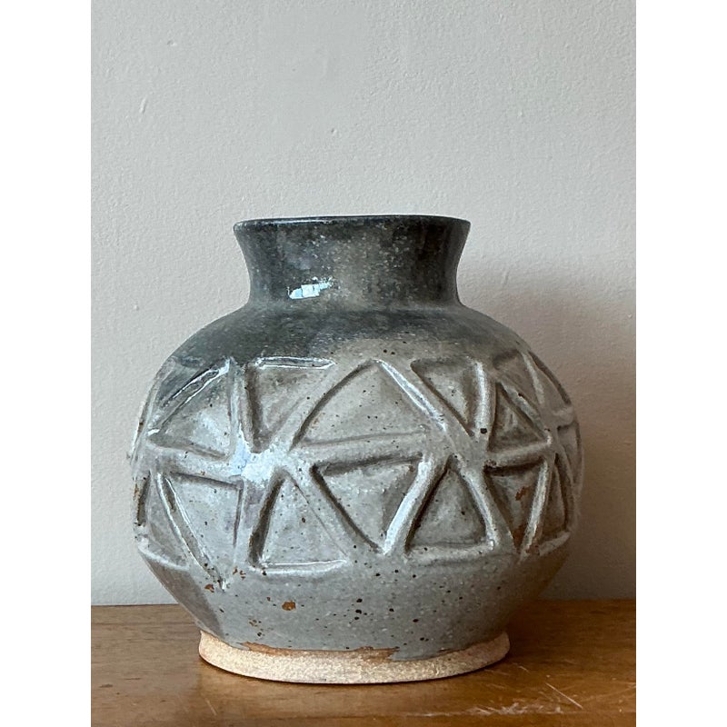 Vintage Boho Original Studio Pottery Vase - Top view