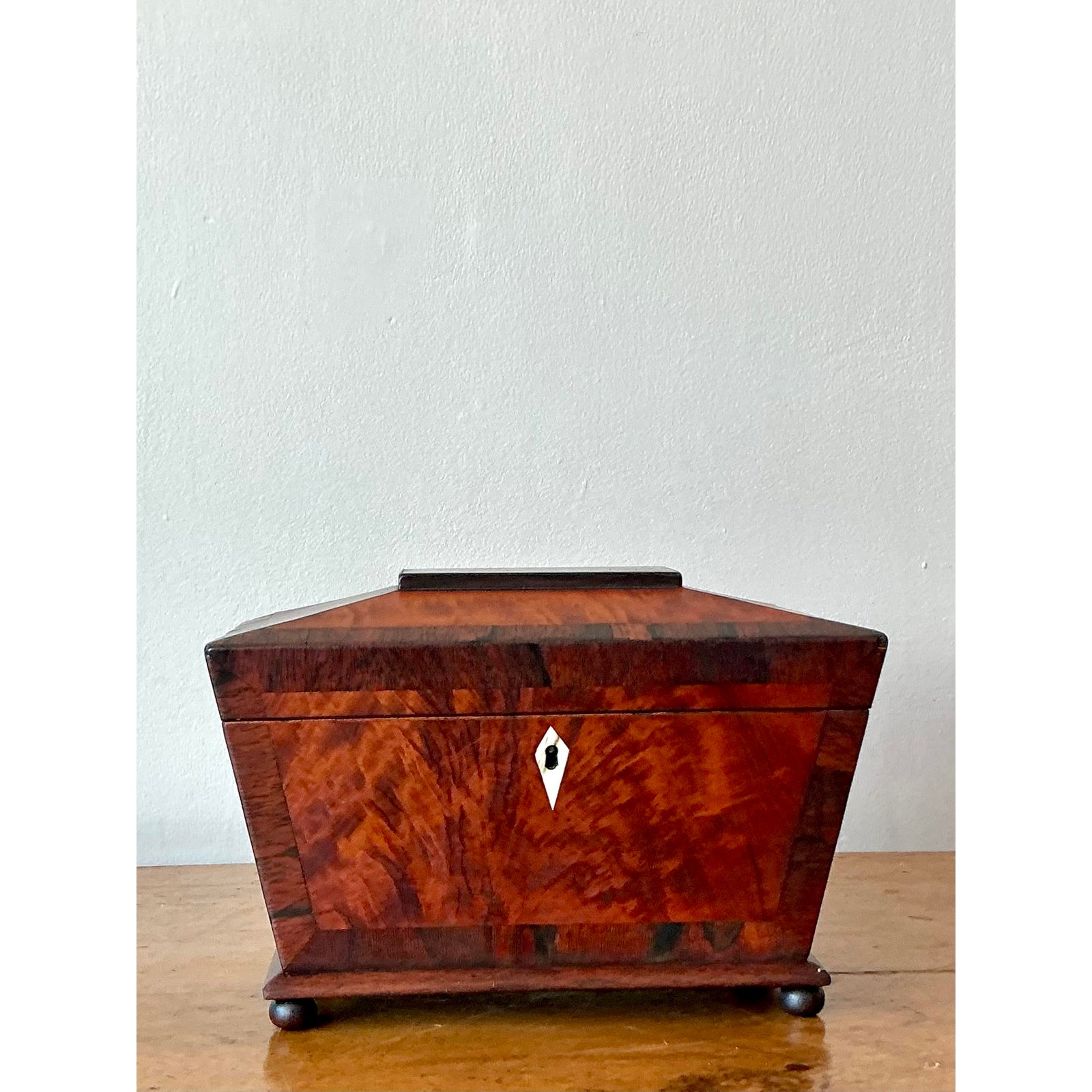 Vintage Boho 19th Century Burl Wood Box - Side view