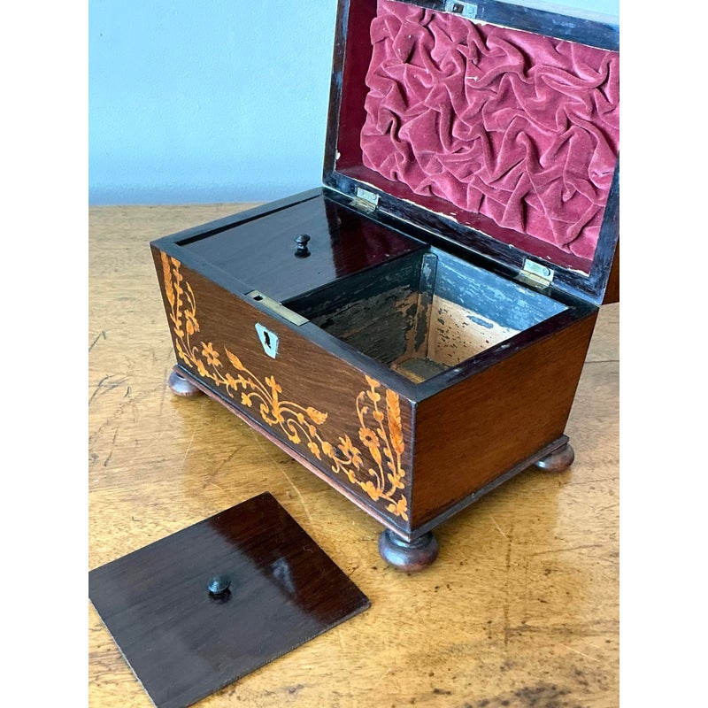 Vintage Boho 19th Century Marquetry Box - Back view