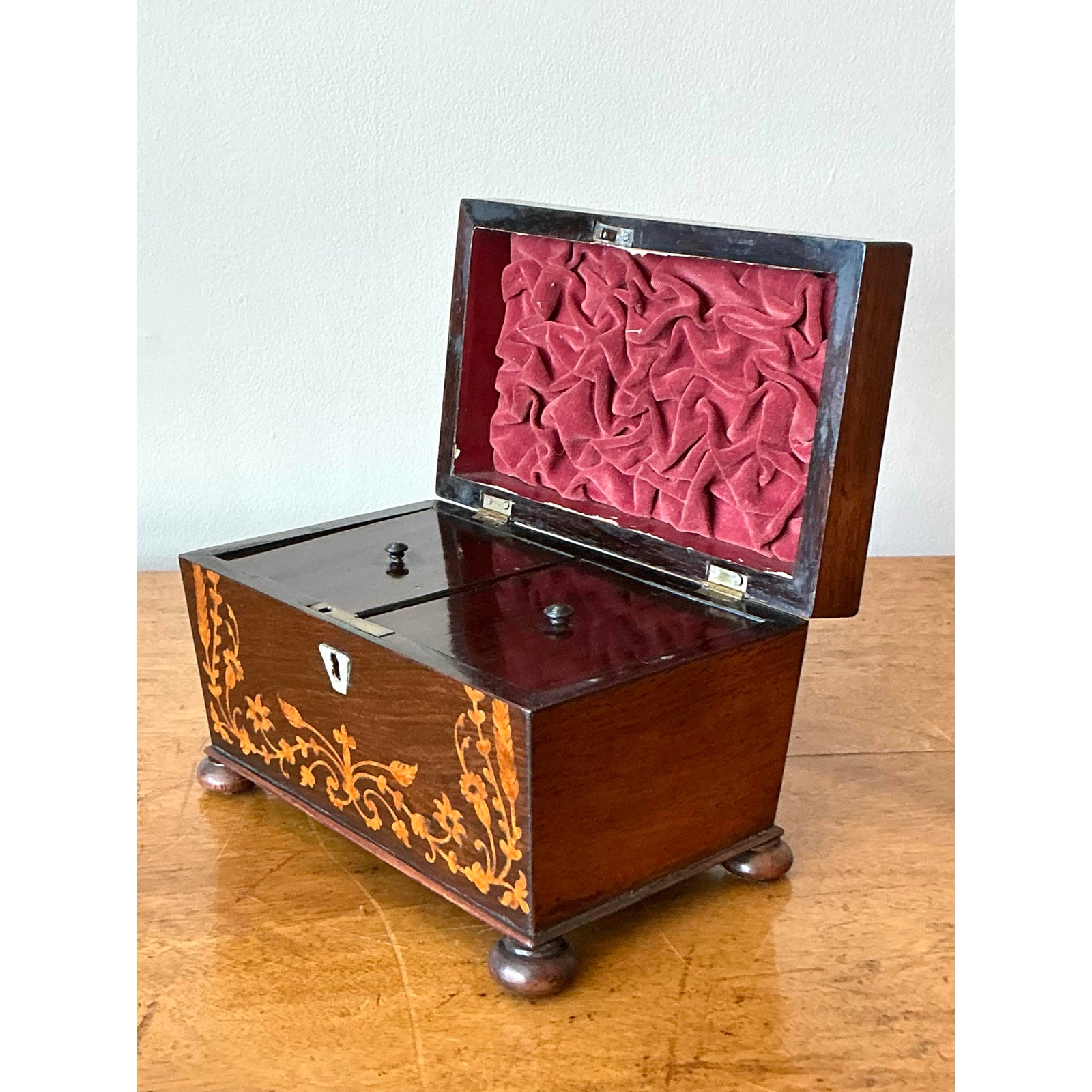 Vintage Boho 19th Century Marquetry Box - Top view