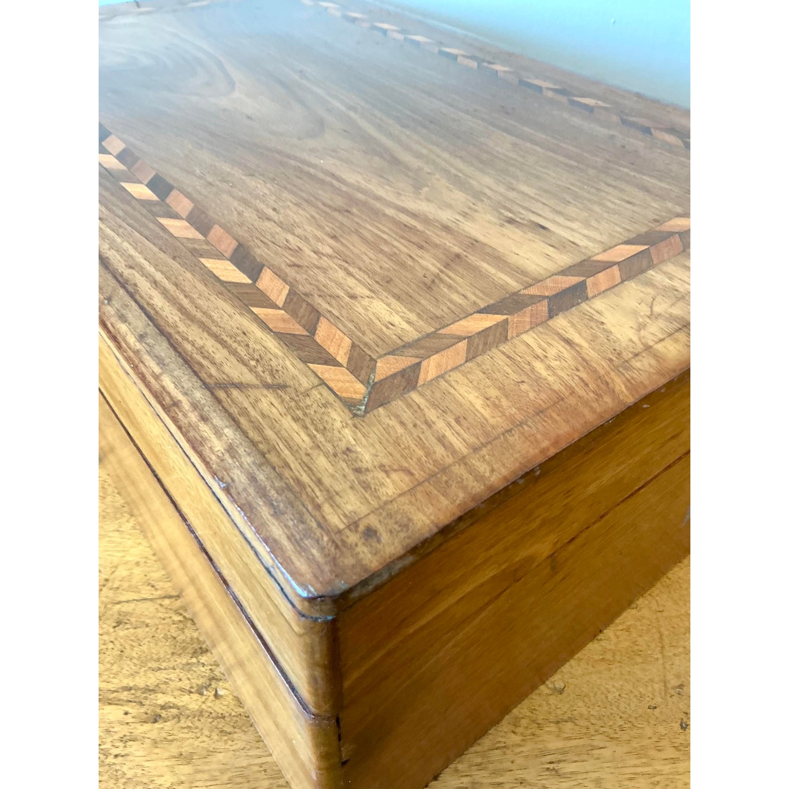Vintage Boho Large Marquetry Box - Top view