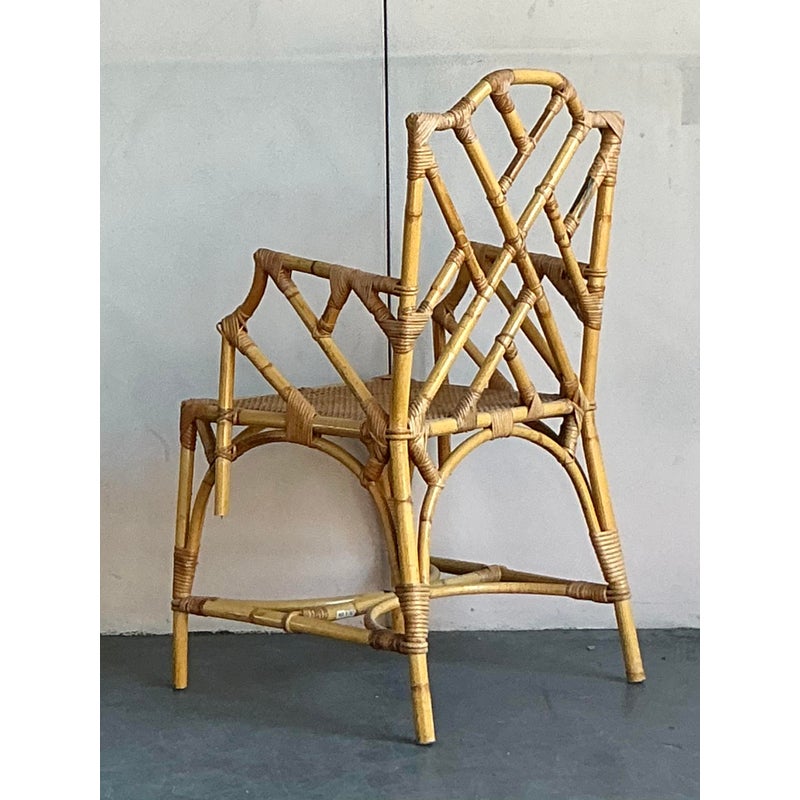 Vintage Italian Bamboo Chinese Chippendale Arm Chair - Side view