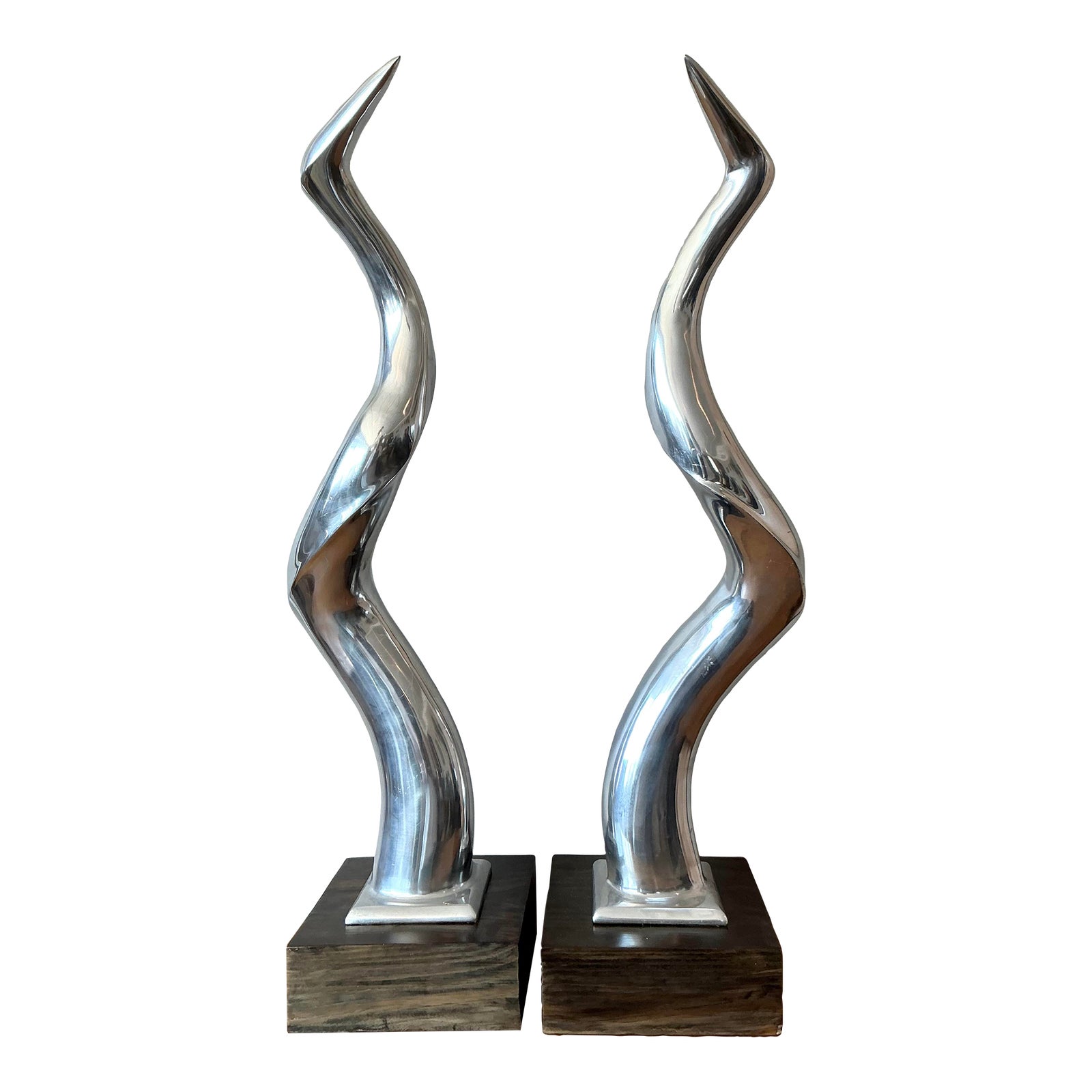 Vintage Boho Polished Chrome Antlers -Set of 2