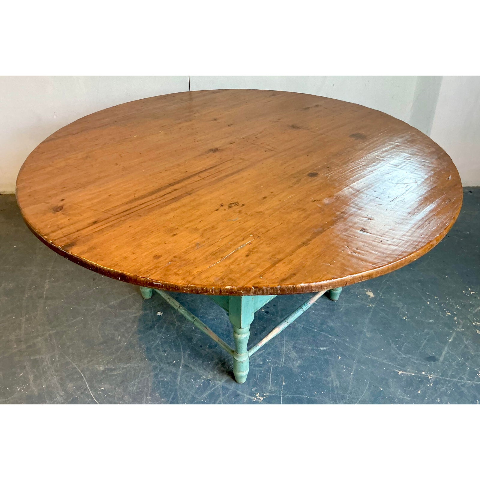 Vintage Boho Primitive Plank Farm Dining Table - Back view