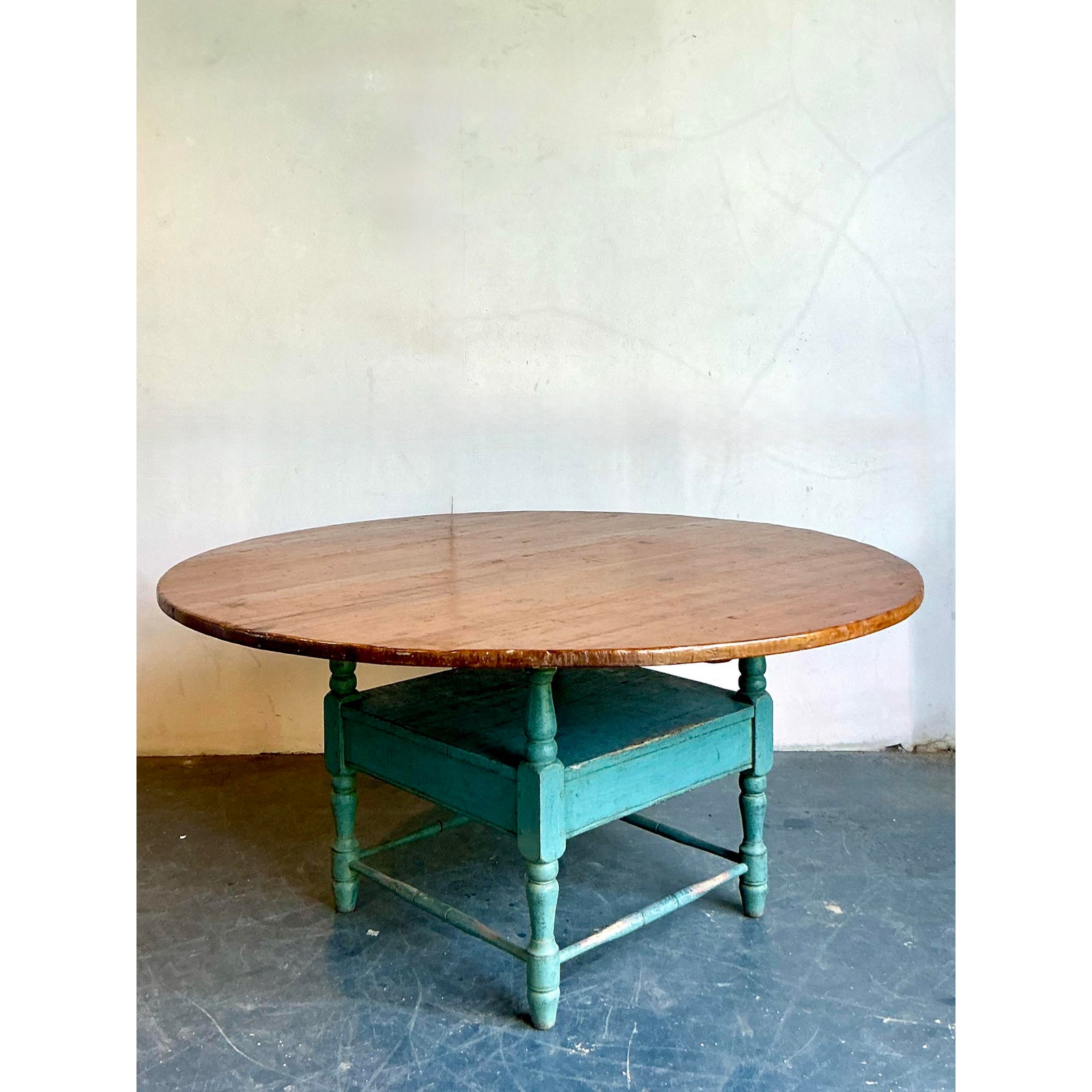 Vintage Boho Primitive Plank Farm Dining Table - Top view