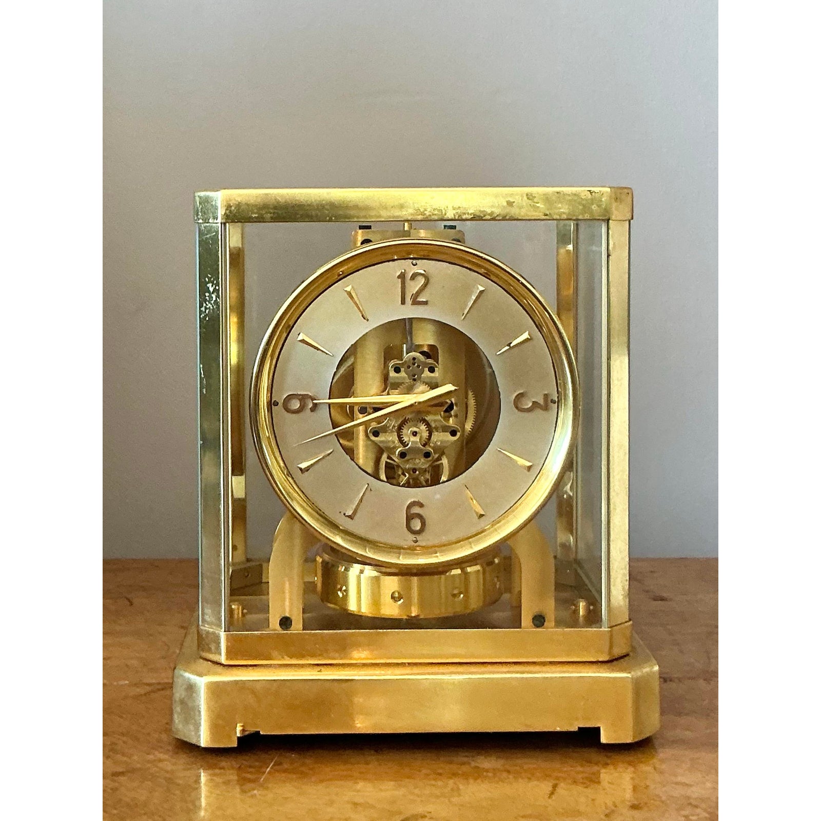 Vintage Swiss LeCoultere Brass Clock - Back view