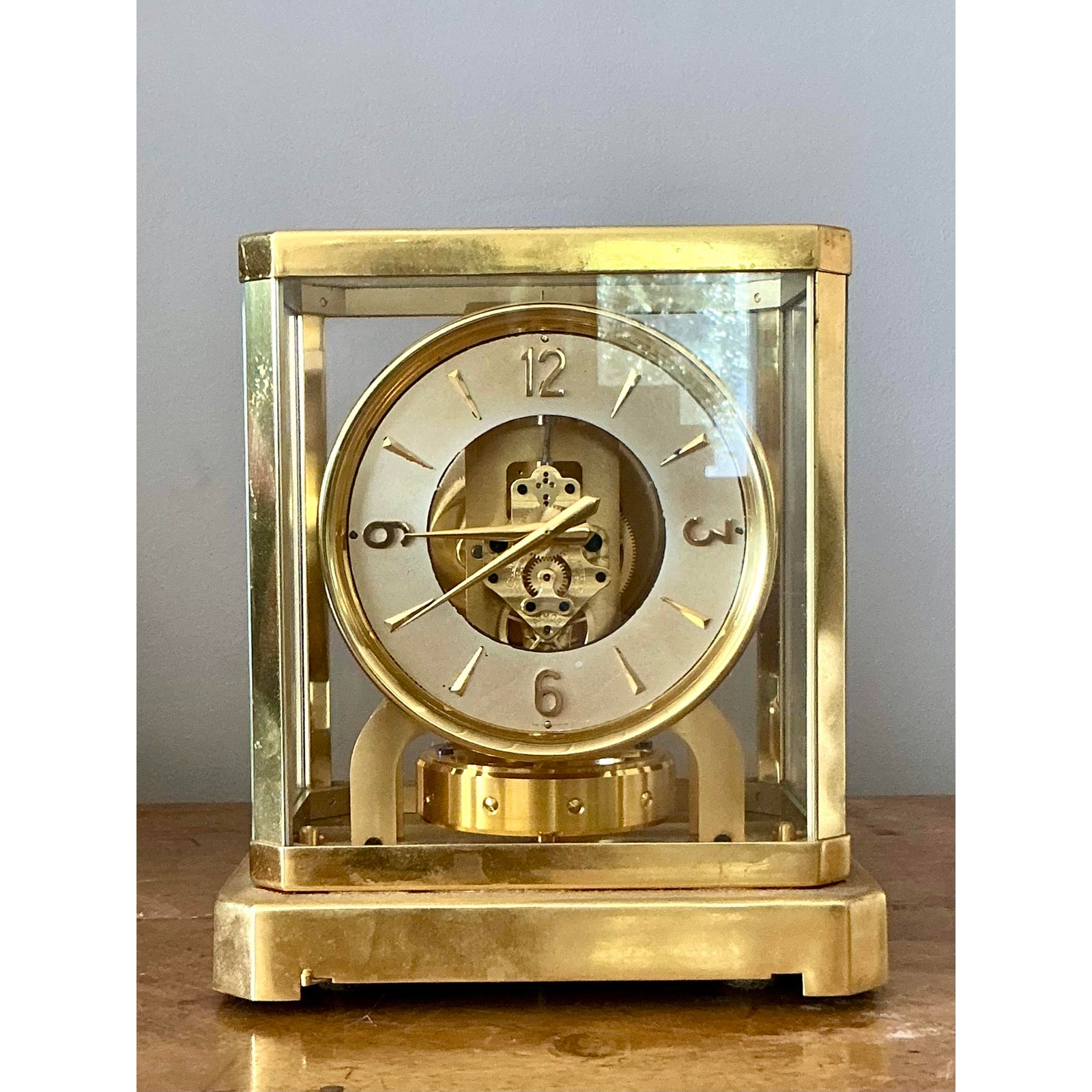 Vintage Swiss LeCoultere Brass Clock - Detail view