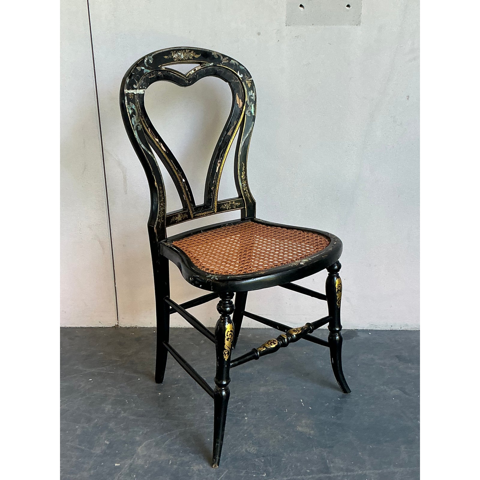 Vintage Regency Paper Mache Chair - Back view
